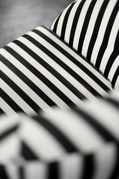 Mid century scandinavian modern rounded armchairs with black & white stripes, 1960s, set of 2 – A rare vintage treasure