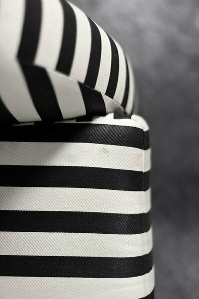 Mid century scandinavian modern rounded armchairs with black & white stripes, 1960s, set of 2 – A rare vintage treasure