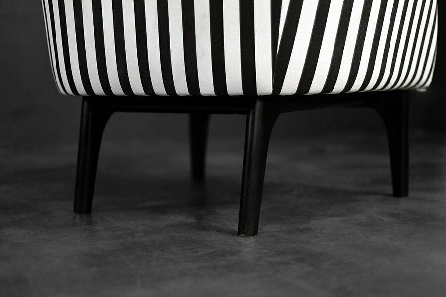 Mid century scandinavian modern rounded armchairs with black & white stripes, 1960s, set of 2 – A rare vintage treasure