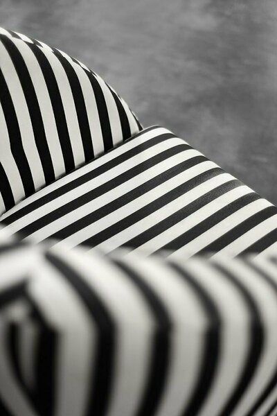 Mid century scandinavian modern rounded armchairs with black & white stripes, 1960s, set of 2 – A rare vintage treasure