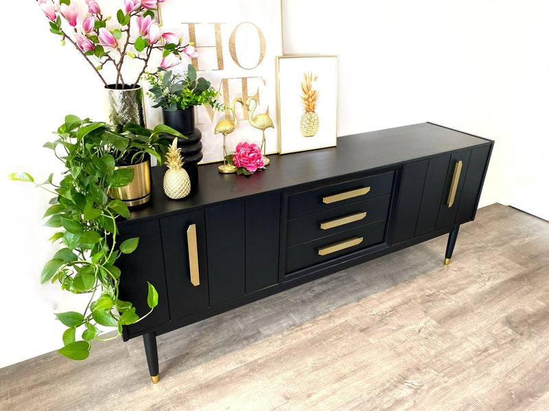Mid century modern painted black g plan sideboard – A rare vintage treasure