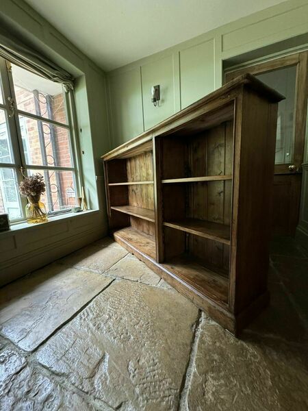 Vintage pine open bookcase sideboard shelving – A rare vintage treasure