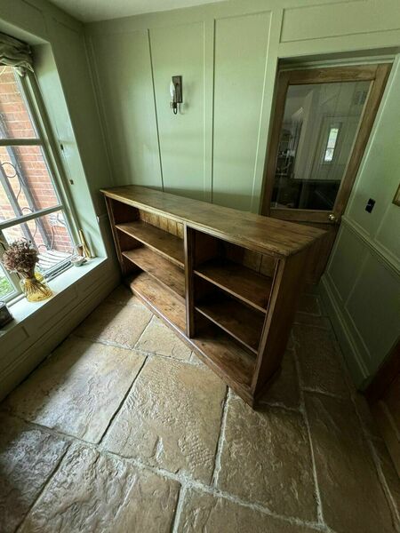 Vintage pine open bookcase sideboard shelving – A rare vintage treasure