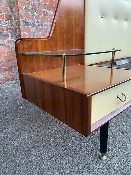 Midcentury g plan e gomme headboard with bedside – A rare vintage treasure