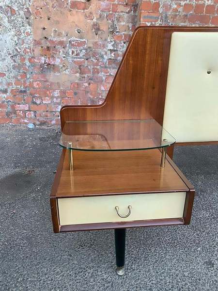 Midcentury g plan e gomme headboard with bedside – A rare vintage treasure