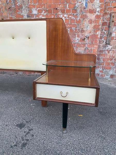Midcentury g plan e gomme headboard with bedside – A rare vintage treasure
