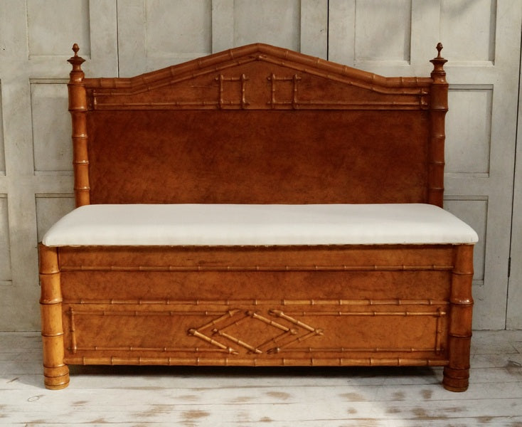 Antique faux bamboo hall bench – A rare vintage treasure