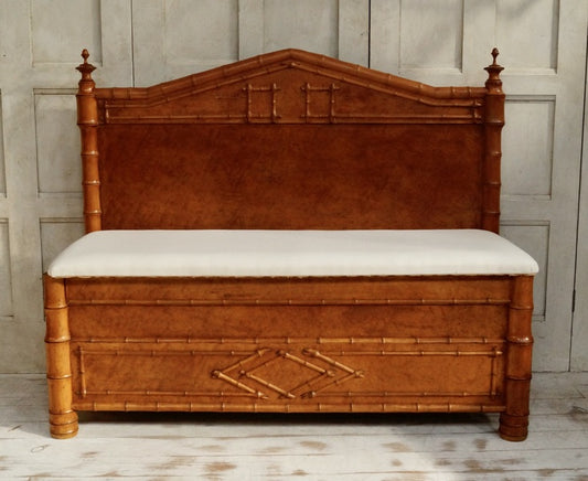Antique faux bamboo hall bench – A rare vintage treasure