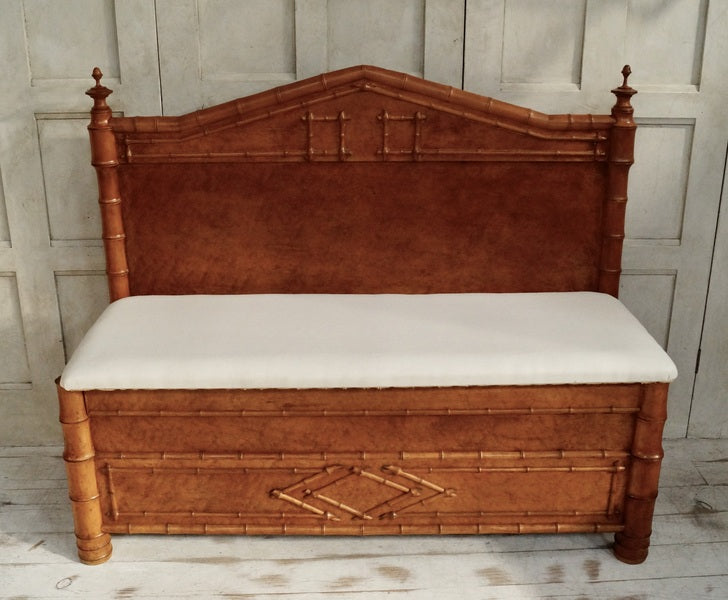 Antique faux bamboo hall bench – A rare vintage treasure