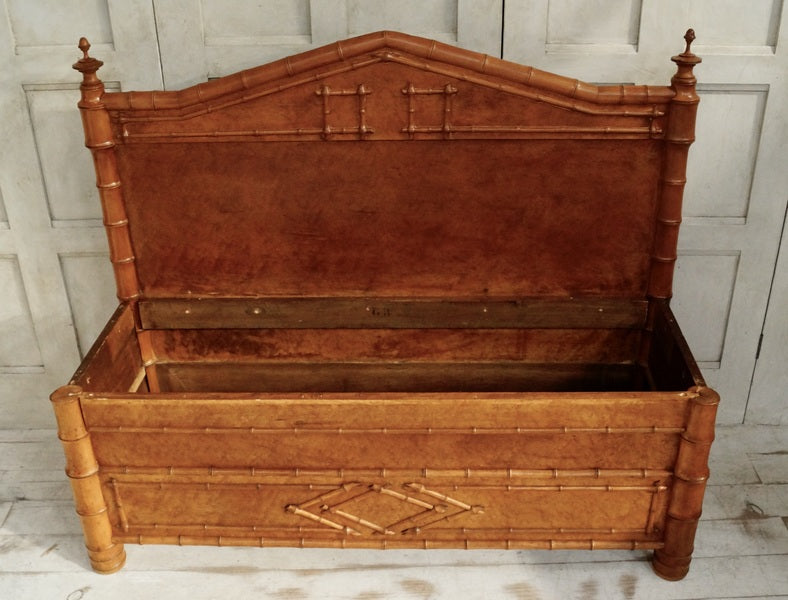 Antique faux bamboo hall bench – A rare vintage treasure