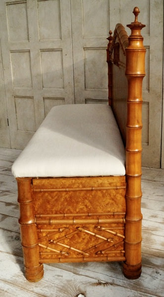 Antique faux bamboo hall bench – A rare vintage treasure
