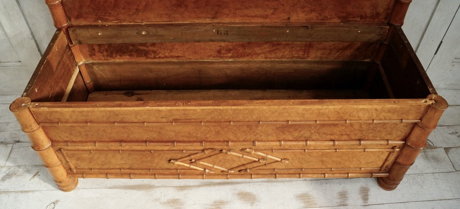 Antique faux bamboo hall bench – A rare vintage treasure